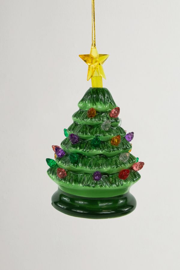 Slide View: 4: Battery-Operated LED Ceramic Holiday Tree Ornament