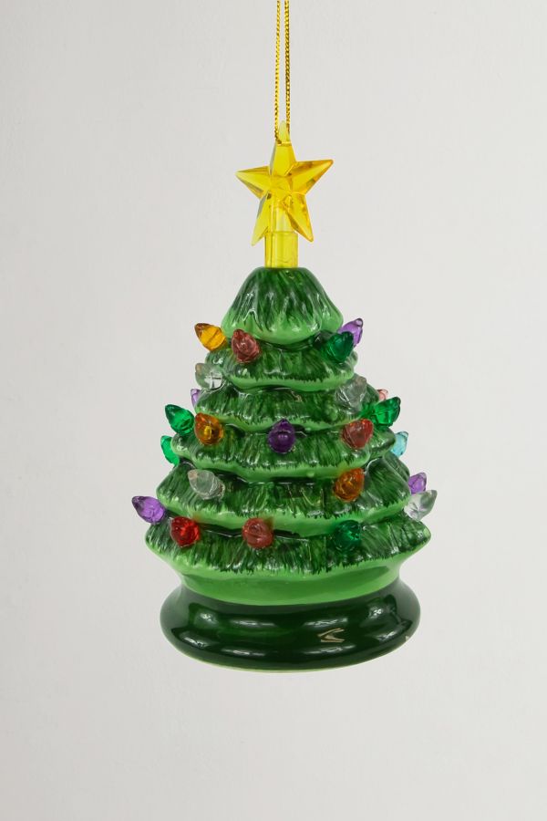 Slide View: 1: Battery-Operated LED Ceramic Holiday Tree Ornament