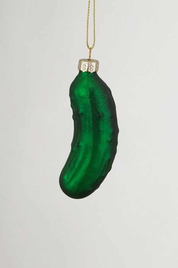 Slide View: 3: Green Pickle Glass Ornament