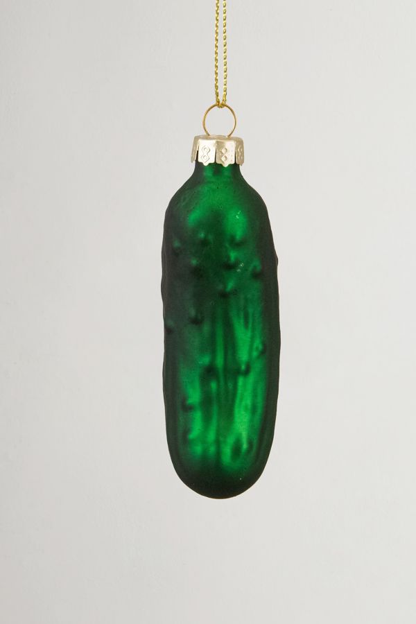 Slide View: 4: Green Pickle Glass Ornament