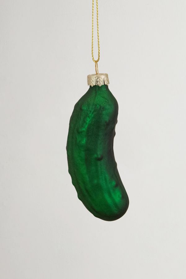 Slide View: 1: Green Pickle Glass Ornament