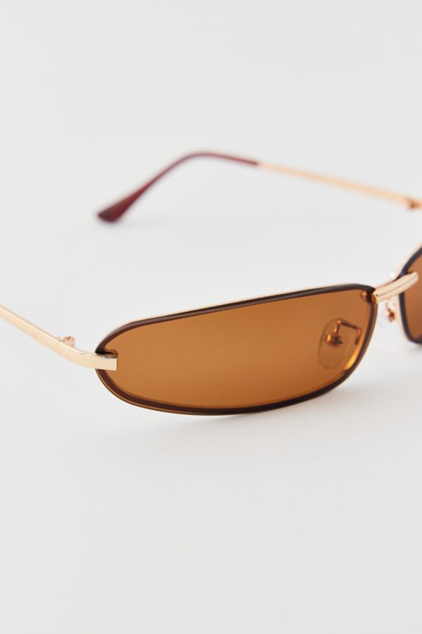 Slide View: 3: '90s Curved Rimless Shield Sunglasses