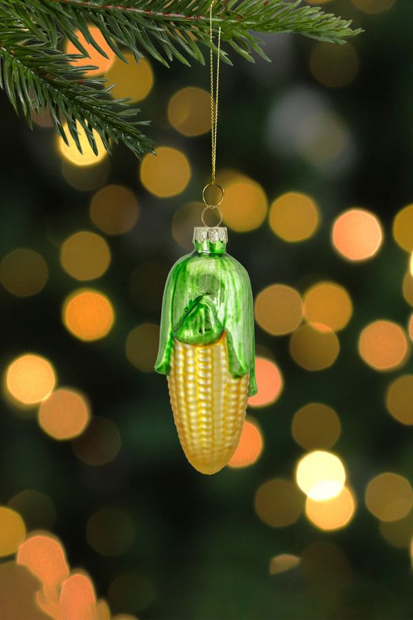 Slide View: 2: Corn On The Cob Glass Ornament