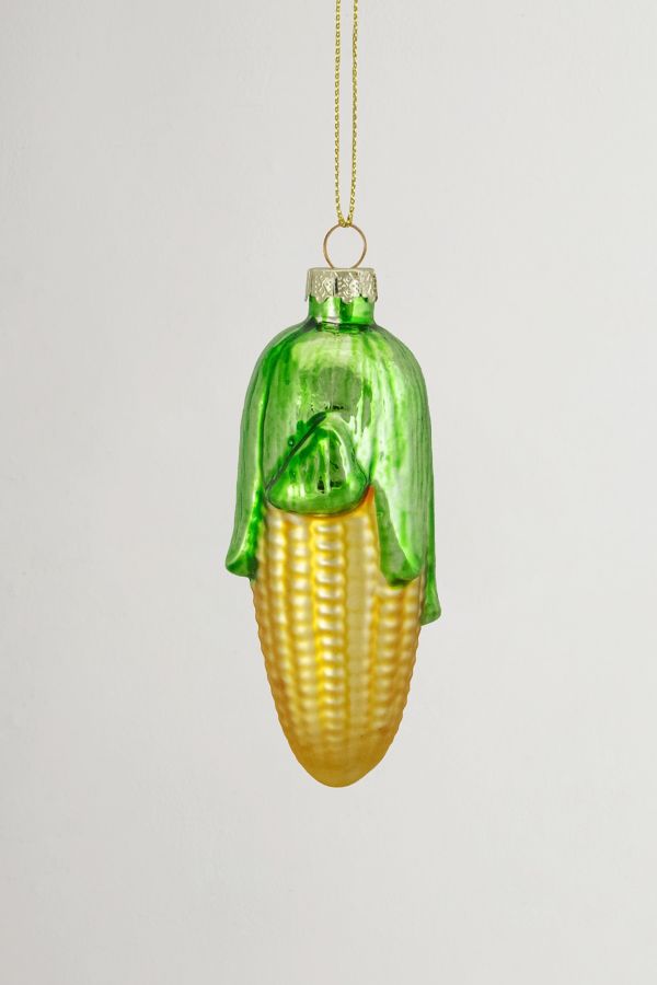 Slide View: 3: Corn On The Cob Glass Ornament