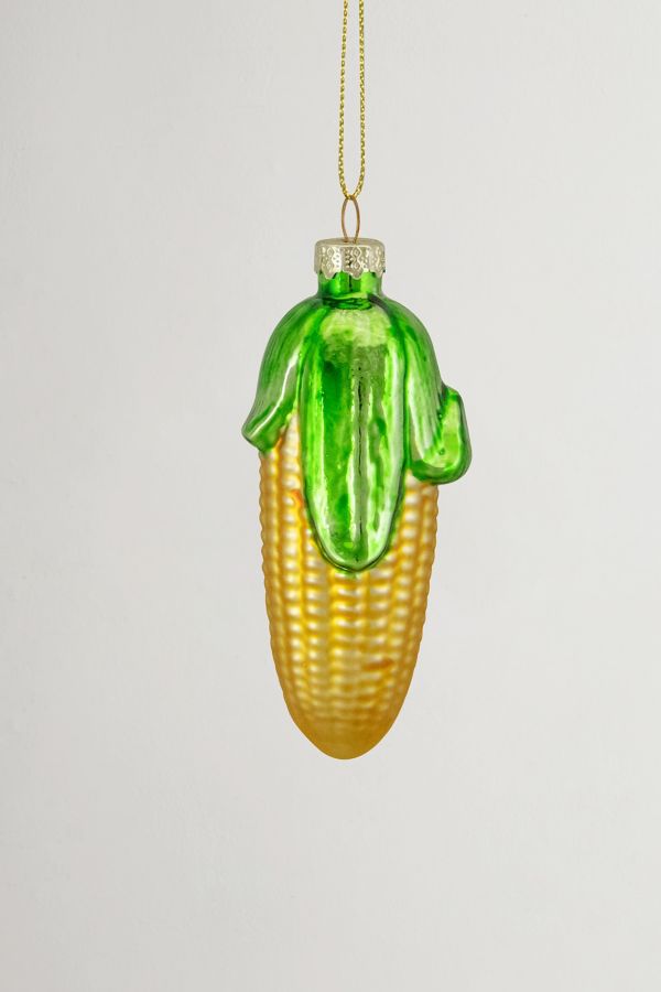 Slide View: 1: Corn On The Cob Glass Ornament