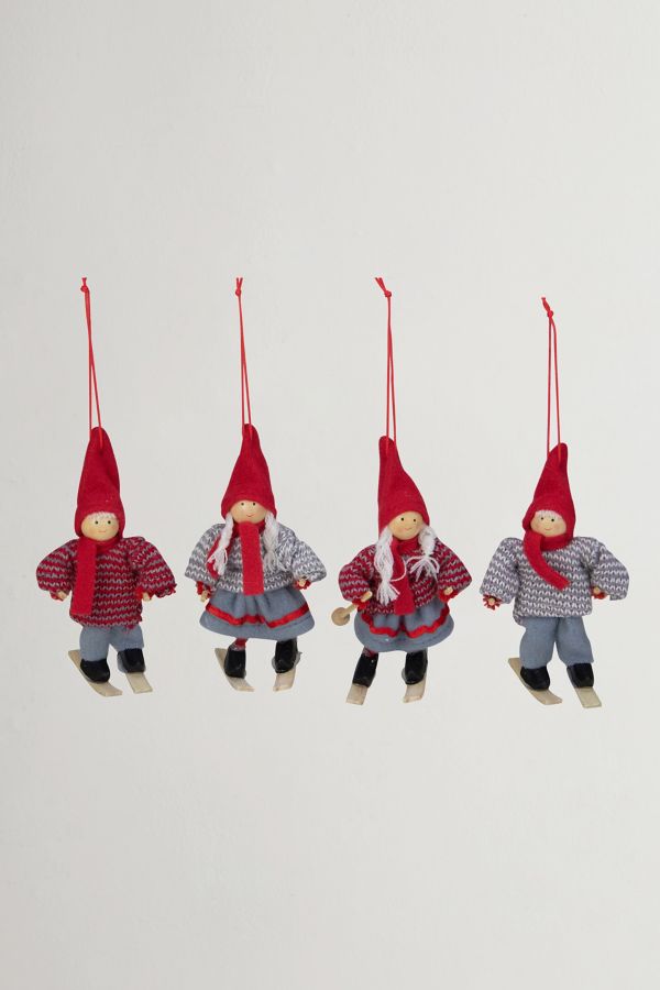 Slide View: 3: Cozy Holiday Skiers Ornament Set of 4