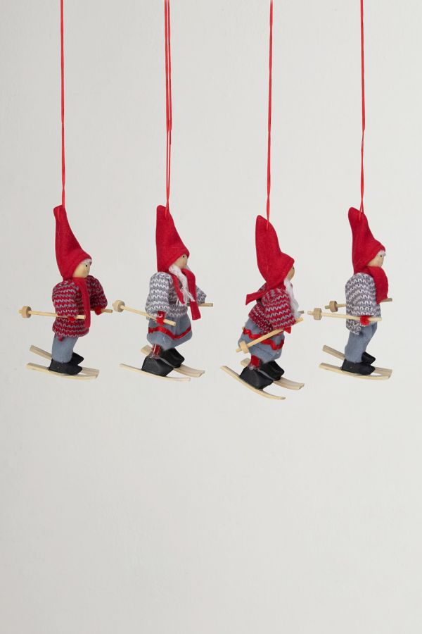 Slide View: 1: Cozy Holiday Skiers Ornament Set of 4