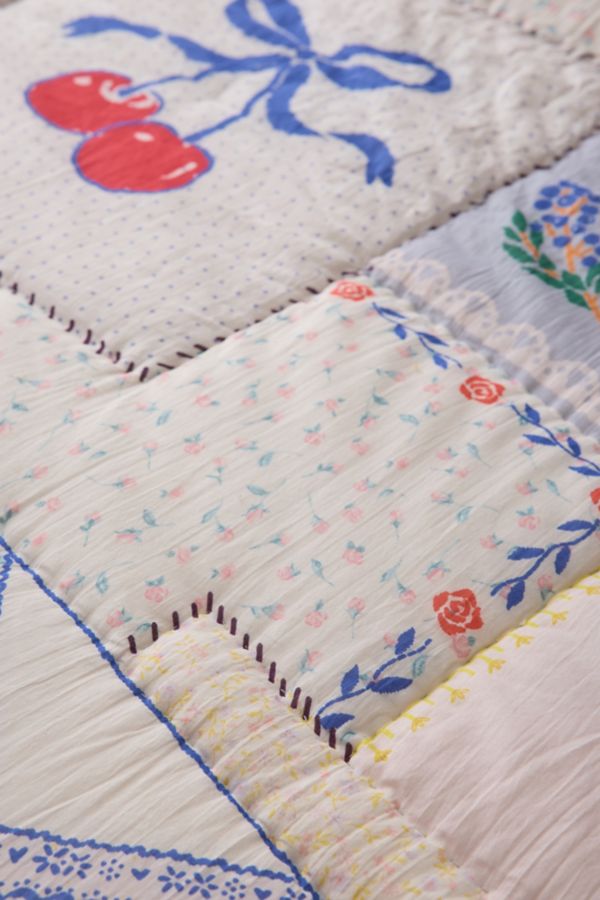 Slide View: 4: Whimsical Icons Patchwork Reversible Quilt