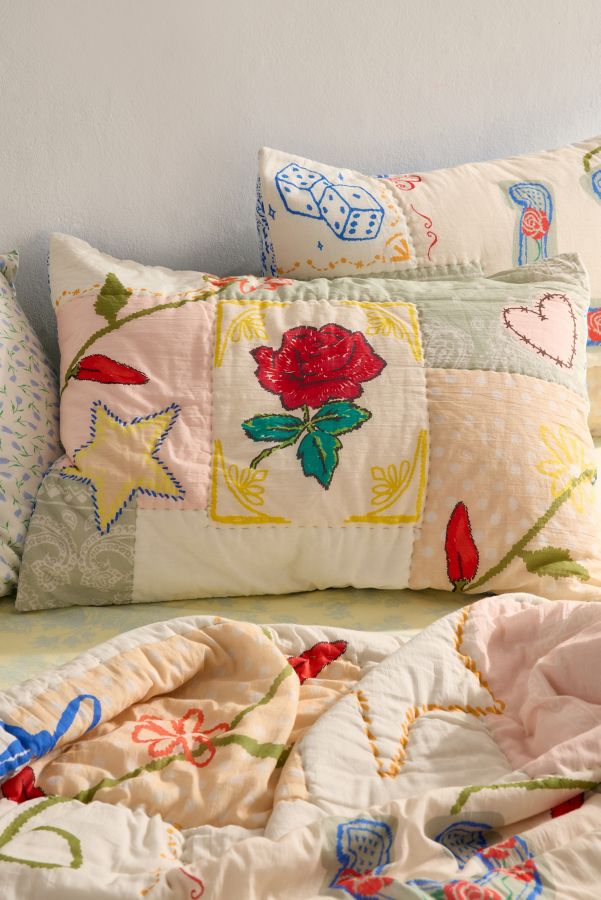 Slide View: 1: Whimsical Reversible Quilted Sham Set