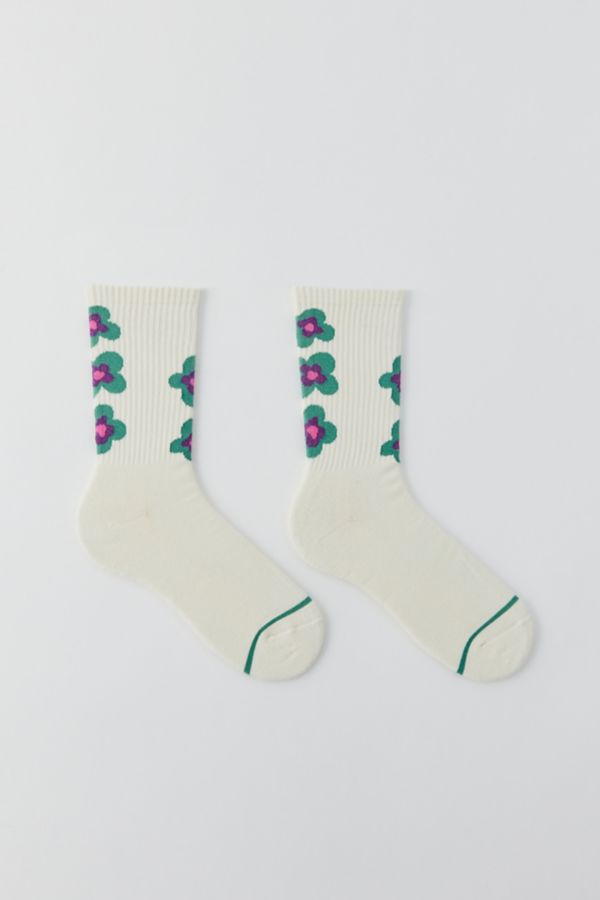 Slide View: 1: Chaussettes Courtes à Motif de Fleurs Empilées