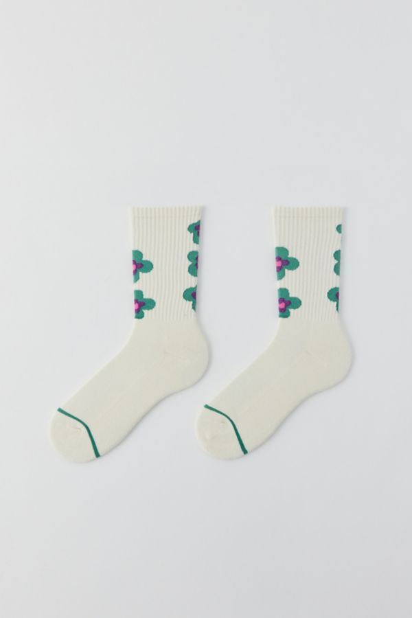 Slide View: 2: Chaussettes Courtes à Motif de Fleurs Empilées