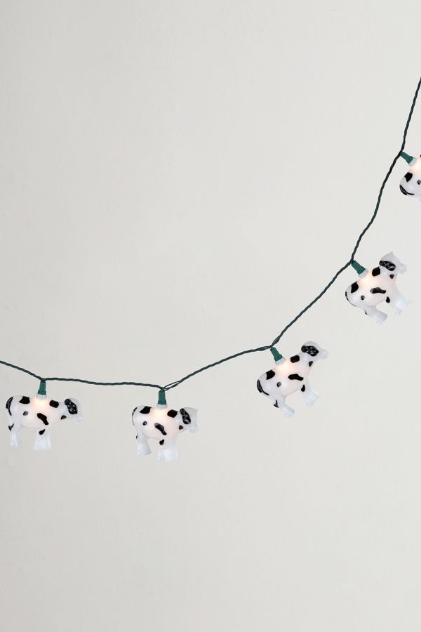 Slide View: 4: White and Black Cow 6ft String Lights