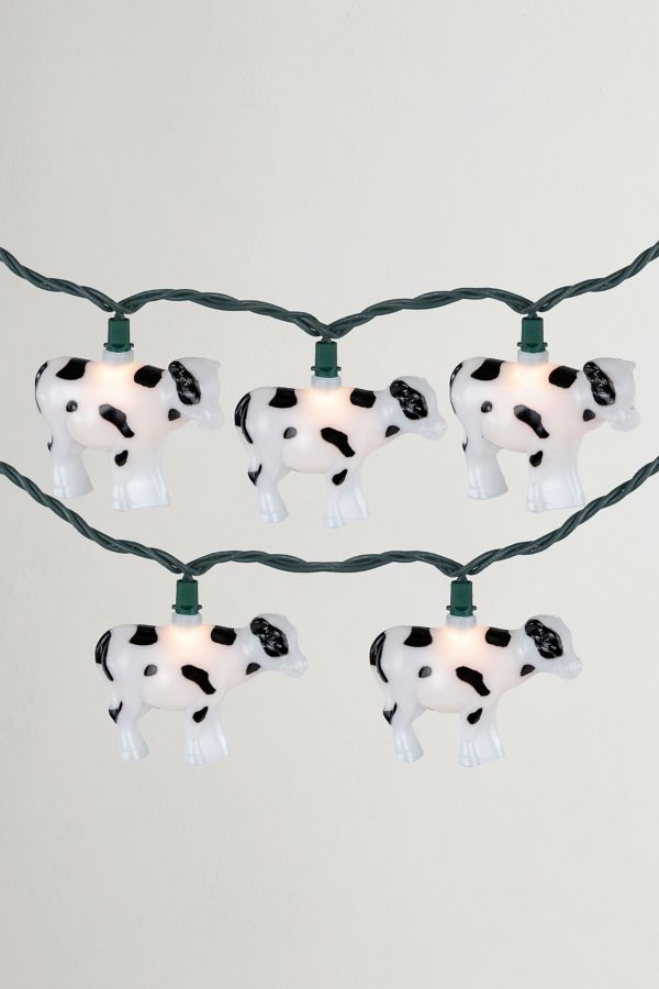 Slide View: 1: White and Black Cow 6ft String Lights