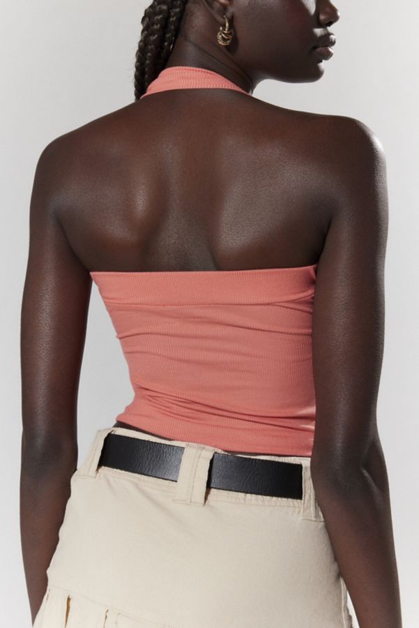 Slide View: 3: Silence + Noise Rebel V-Neck Ribbed Halter Top