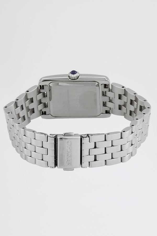 Slide View: 3: Seiko Quartz Square Face Metal Band Watch