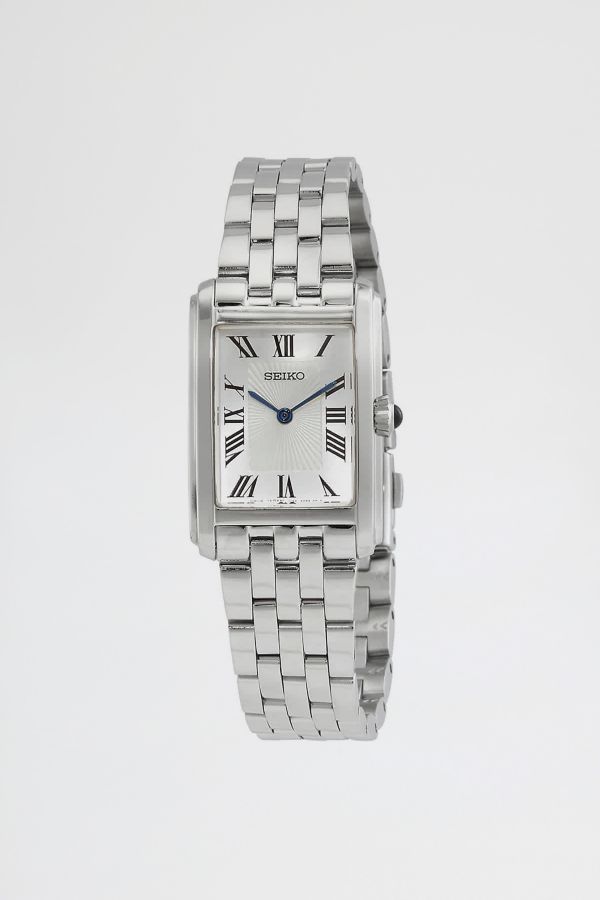 Slide View: 1: Seiko Quartz Square Face Metal Band Watch