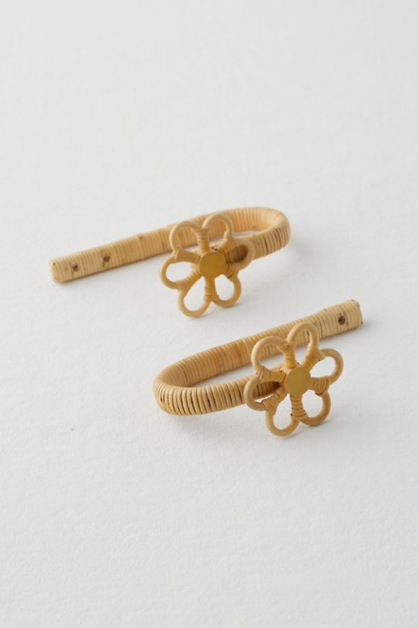 Slide View: 1: Daisy Rattan Curtain Tie-Back Set