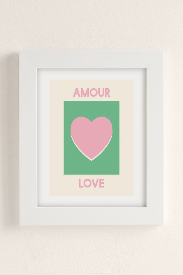 Slide View: 2: April Lane Art Amour Love Green Pink Heart Art Print