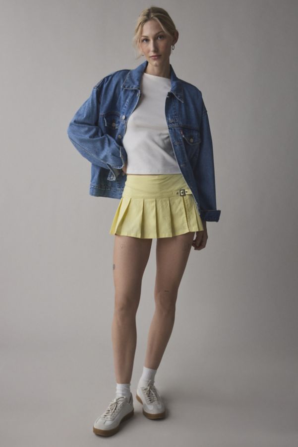 Slide View: 1: BDG Shaina Belted Linen Micro Mini Skort