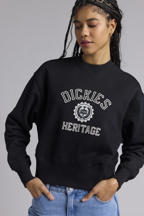 Slide View: 1: Dickies Oxford Crest Embroidered Graphic Fleece Crew Neck Pullover