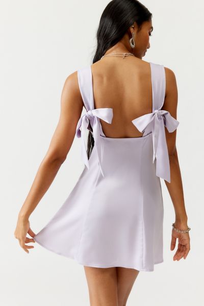 UO Bri Double Bow Satin Mini Dress