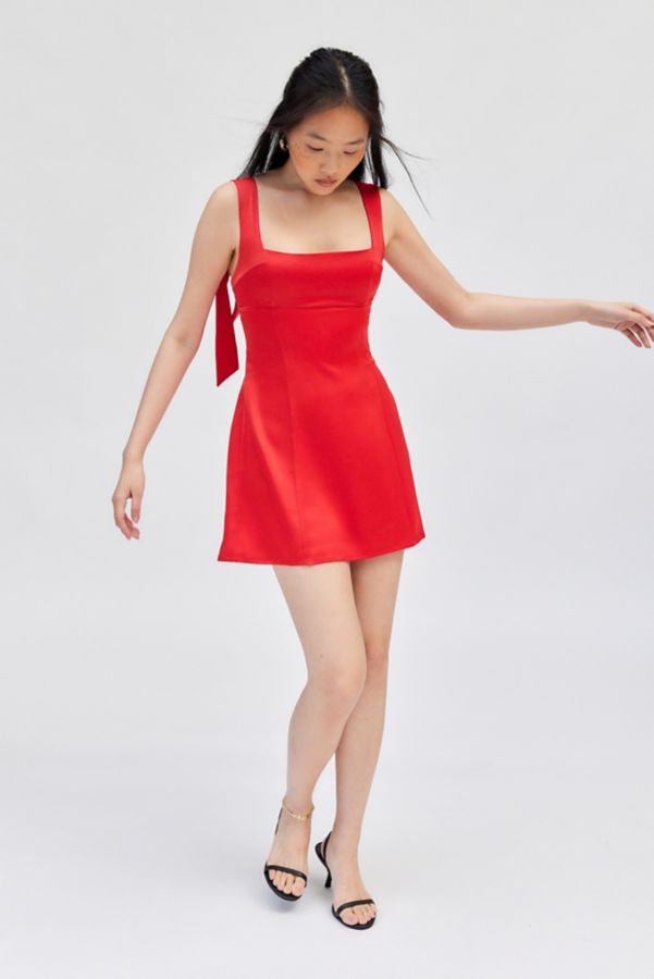 Slide View: 1: UO Bri Double Bow Satin Mini Dress