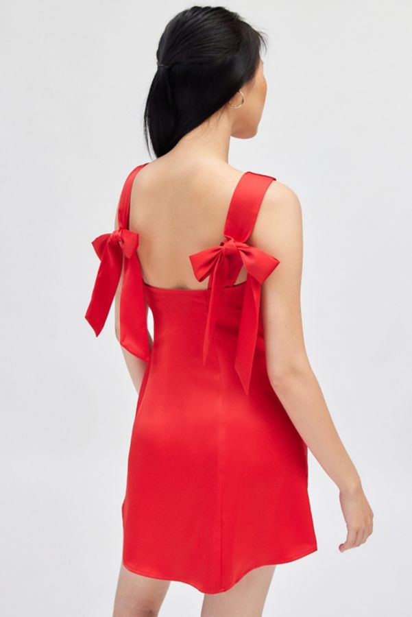 Slide View: 2: UO Bri Double Bow Satin Mini Dress