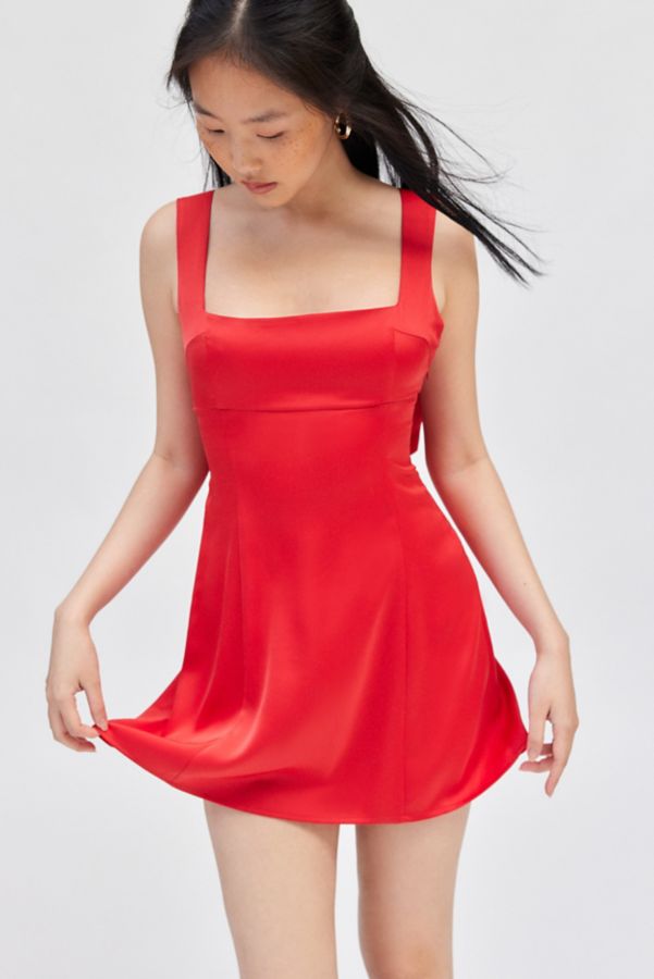 Slide View: 3: UO Bri Double Bow Satin Mini Dress