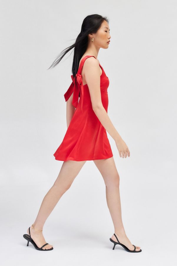 Slide View: 4: UO Bri Double Bow Satin Mini Dress