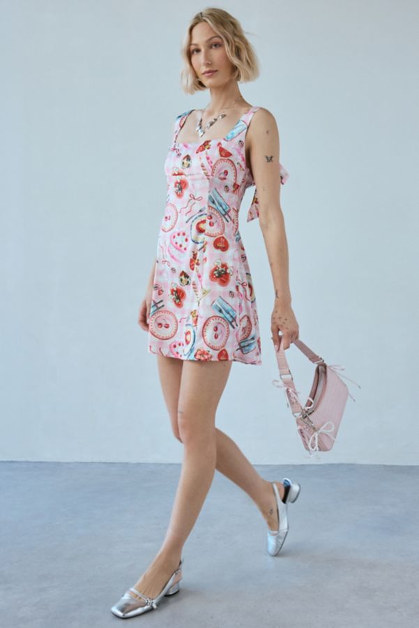 Slide View: 1: UO Bri Double Bow Satin Mini Dress