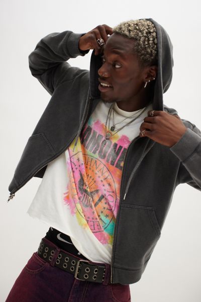 BDG Bonfire Solid Zip-Up Hoodie Sweatshirt