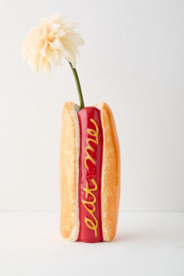 Slide View: 2: Hot Dog Shaped Ceramic Vase