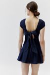 Thumbnail View 2: UO Bryan Bow-Back Pleated Denim Mini Dress