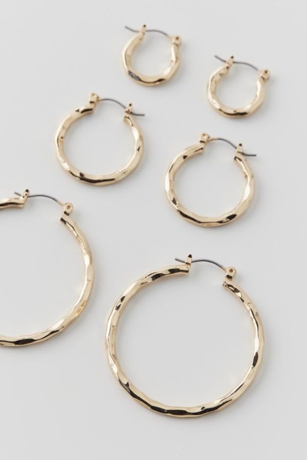 Slide View: 4: Hammered Hoop Earring Set