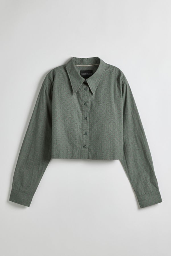 Slide View: 2: WILDFANG The Essential Long Sleeve Cropped Button Up Shirt