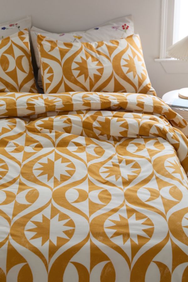 Slide View: 1: Max Celestial Woodblock Duvet Set