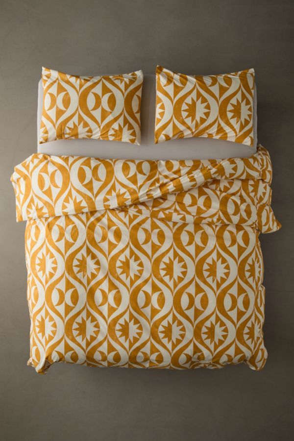 Slide View: 2: Max Celestial Woodblock Duvet Set