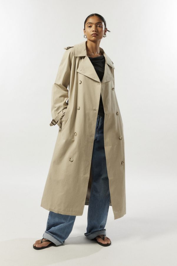 Slide View: 1: Trench-Coat en Coton Longline Light Before Dark