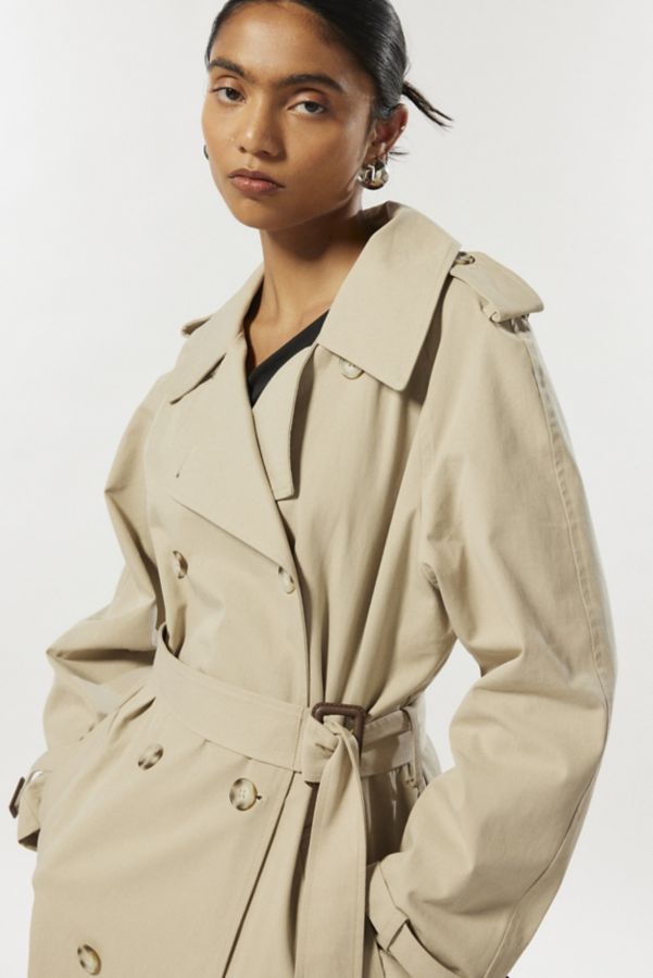 Slide View: 2: Trench-Coat en Coton Longline Light Before Dark