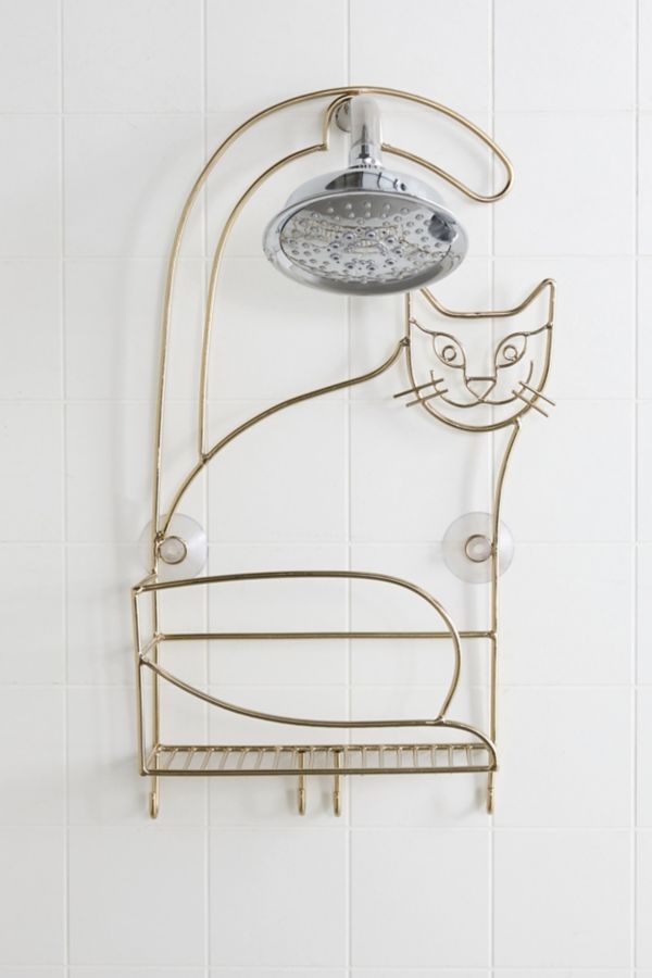 Slide View: 2: Cat Shape Stainless Steel Shower Caddy