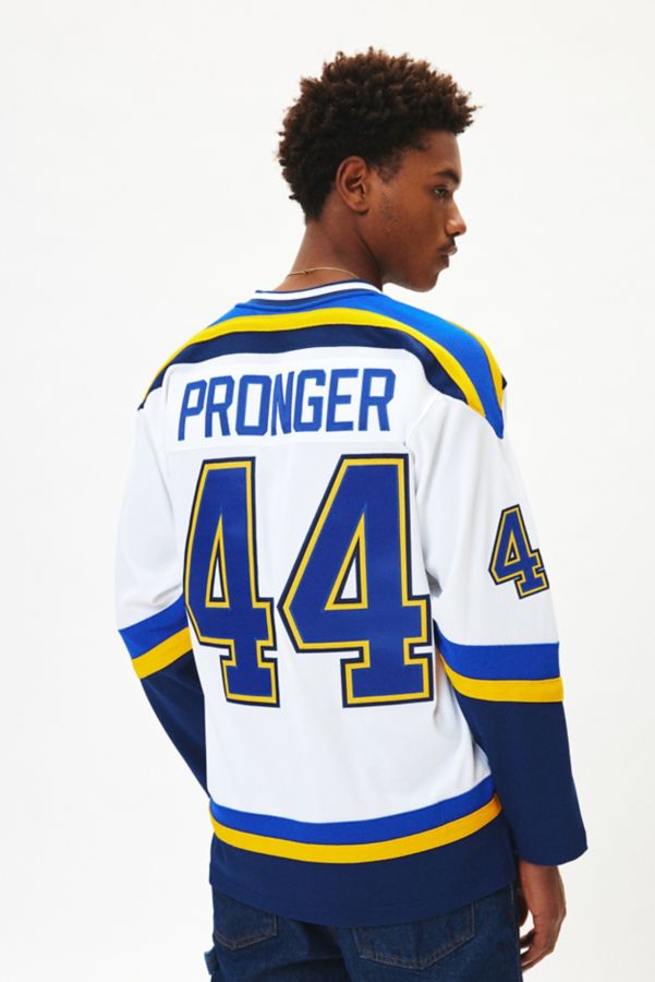 Slide View: 2: Maillot de hockey à manches longues Mitchell & Ness LNH St. Louis Blues 1999 Chris Pronger