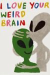 Thumbnail View 2: Red Cap Alien Brain Love Greeting Card