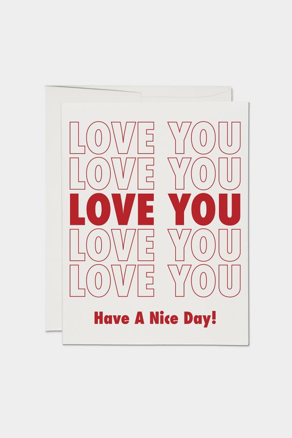 Slide View: 1: Red Cap Grocery Bag Love Greeting  Card