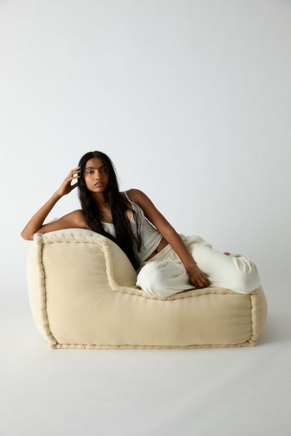 Slide View: 1: Evelyn Velvet Bean Bag Lounge Chair