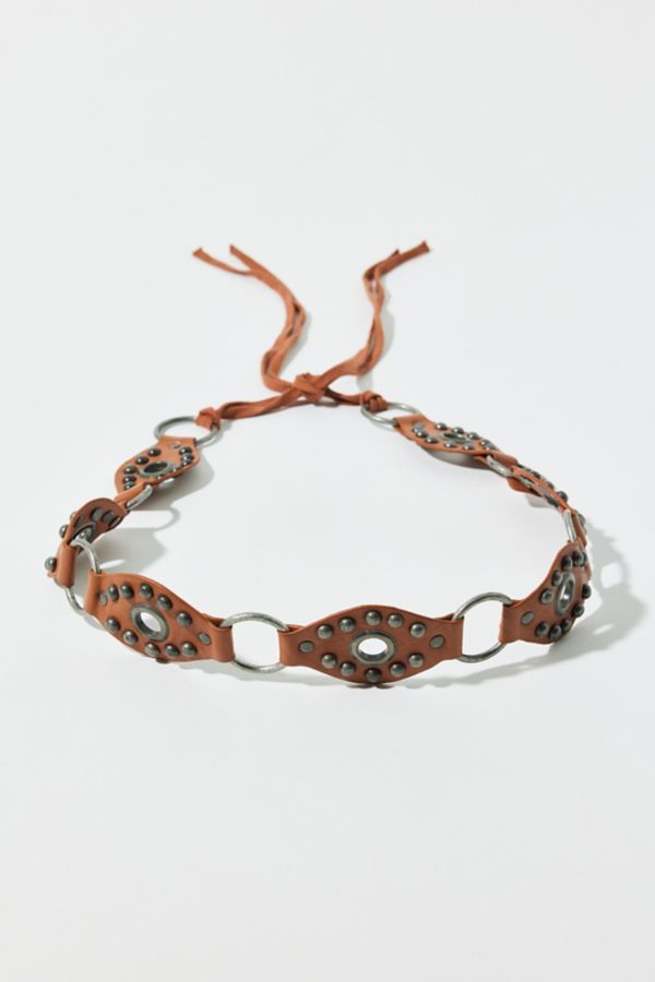 Slide View: 1: UO Studded Leather Tie Belt