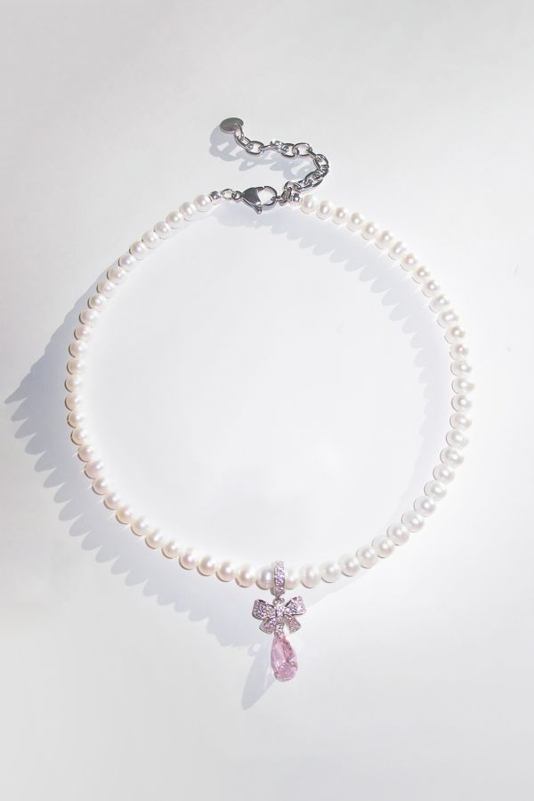 Slide View: 1: RIMOR The Pink Bow Pearl Choker