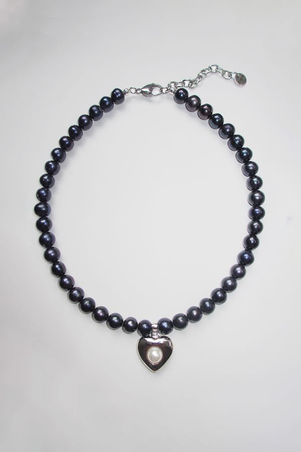 Slide View: 1: RIMOR The Black Pearl Venus Choker Silver