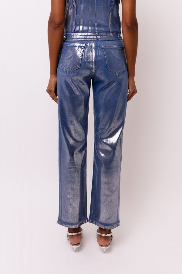 Slide View: 5: Amy Lynn Metallic Denim Pant