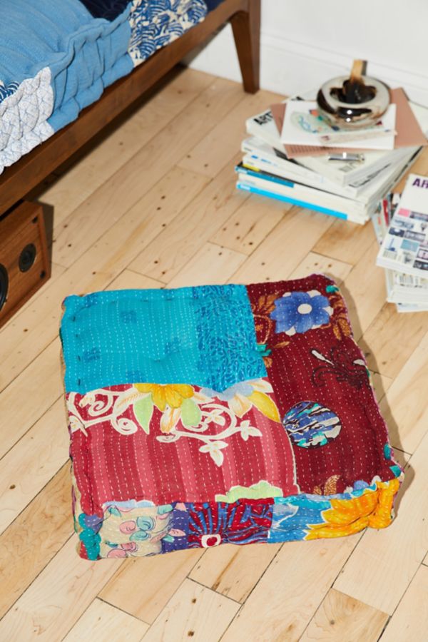 Slide View: 1: Urban Renewal Remnants Kantha Floor Pillow