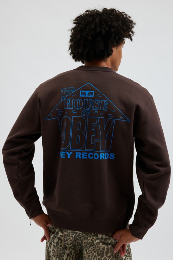 Slide View: 1: OBEY House Of Obey Records Crew Neck Sweatshirt